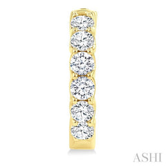 3 Ctw Inside-Out Embellished Round Cut Diamond Hoop Earrings in 14K Yellow Gold