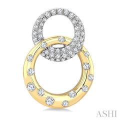 1/2 Ctw Round Cut Diamond Interlocked Circle Fashion Earring in 14K Yellow and White Gold