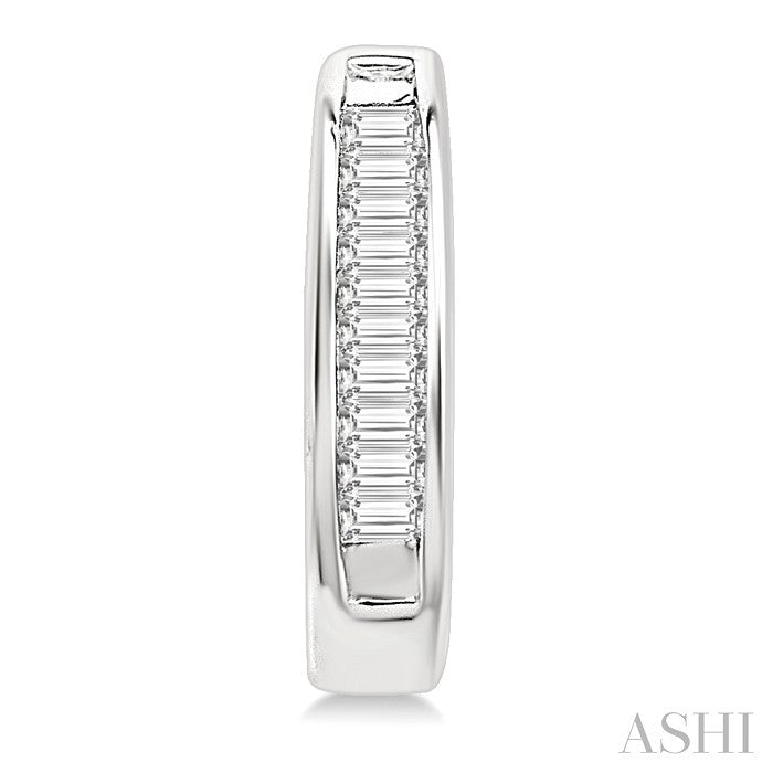 1/10 Ctw Baguette Cut Diamond Huggie Earrings in 14K White Gold