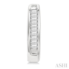 1/10 Ctw Baguette Cut Diamond Huggie Earrings in 14K White Gold