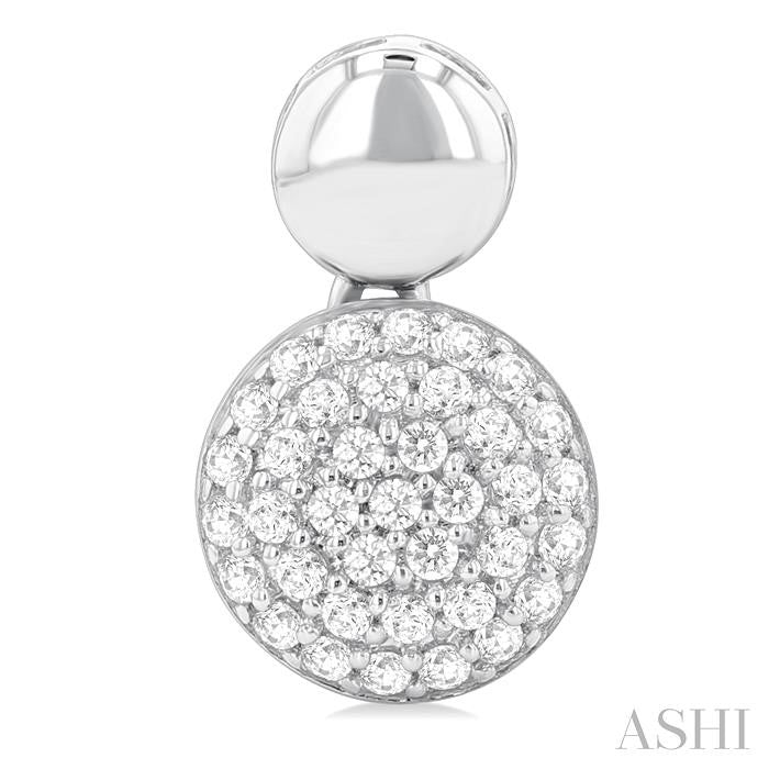 1/3 Ctw Circular Mount Pave Set Round Cut Diamond Fashion Earring in 10K White Gold