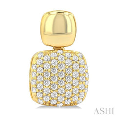 1/3 Ctw Cushion Shape Mount Pave Set Round Cut Diamond Fashion Earring in 10K Yellow Gold