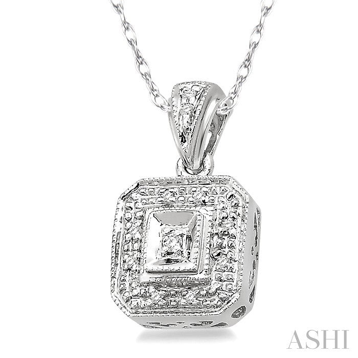 1/20 Ctw Round Cut Diamond Vintage Pendant in 14K White Gold with Chain