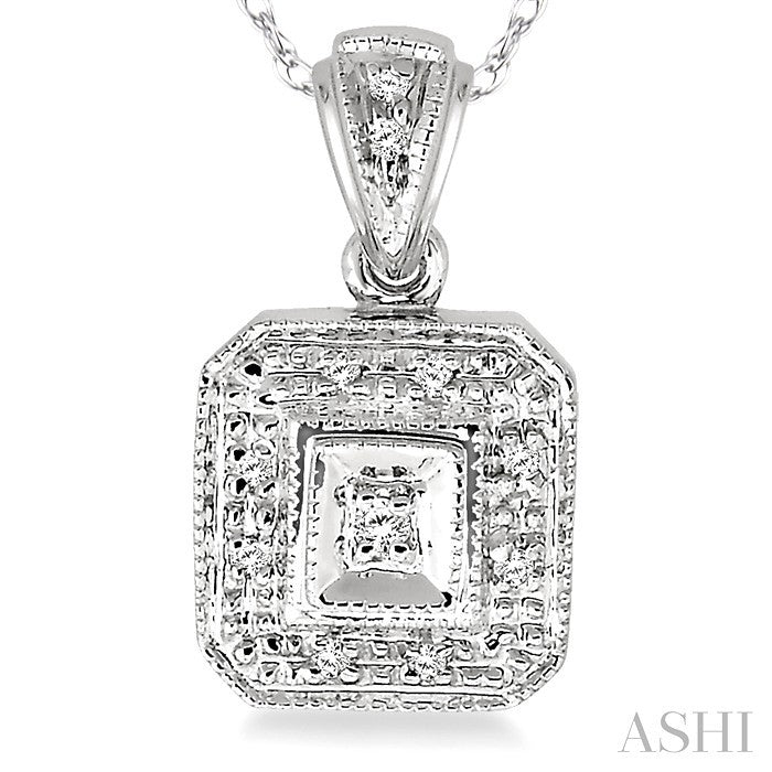 1/20 Ctw Round Cut Diamond Vintage Pendant in 14K White Gold with Chain