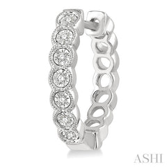 1/10 Ctw Lattice Round Cut Diamond Hoop Earrings in 10K White Gold