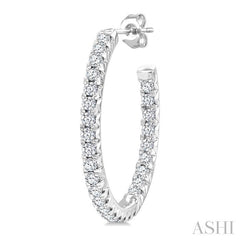 3/4 Ctw French Pave Set Round Cut Diamond Fashion Half Hoop Earring in 14K White Gold