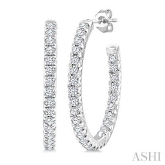 3/4 Ctw French Pave Set Round Cut Diamond Fashion Half Hoop Earring in 14K White Gold