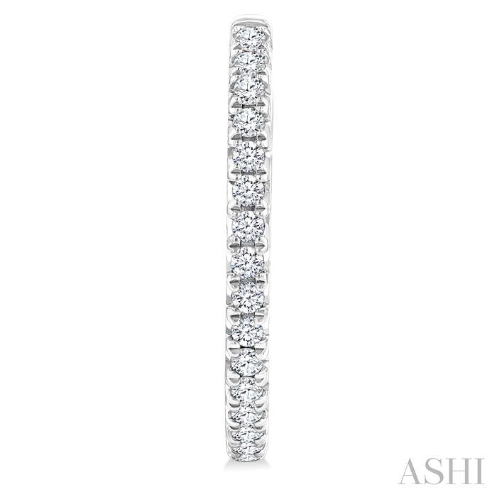 3/4 Ctw French Pave Set Round Cut Diamond Fashion Half Hoop Earring in 14K White Gold