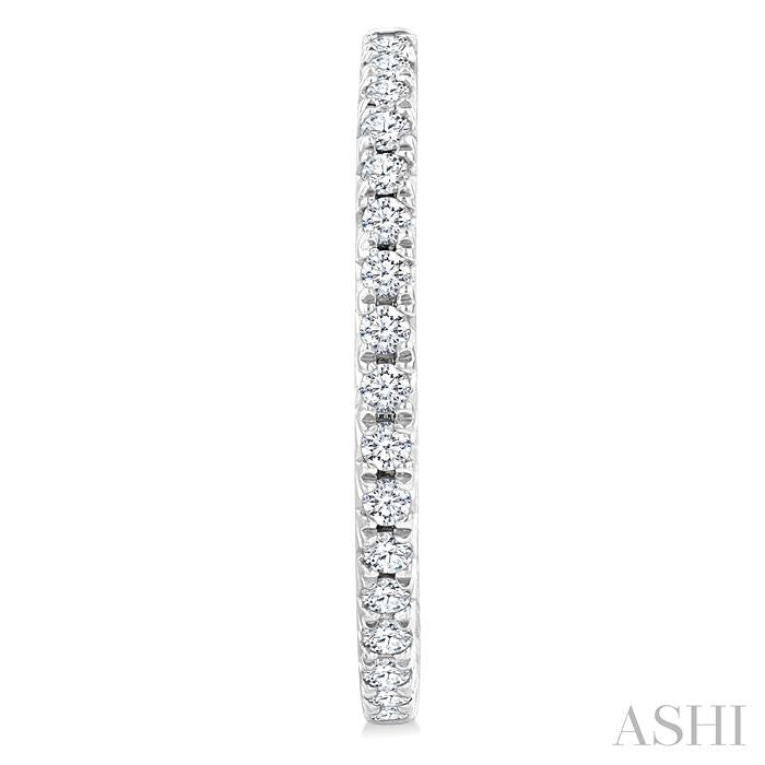 1/3 Ctw French Pave Set Round Cut Diamond Fashion Half Hoop Earring in 14K White Gold