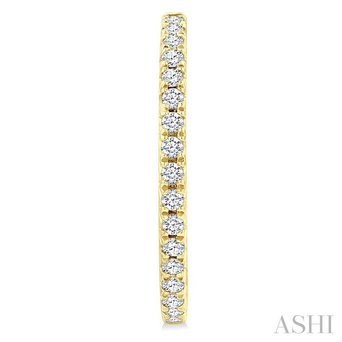 1/3 Ctw French Pave Set Round Cut Diamond Fashion Half Hoop Earring in 14K Yellow Gold