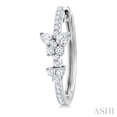 1 Ctw Butterfly Motif Round and Pear Cut Diamond Fashion Hoop Earrings in 14K White Gold