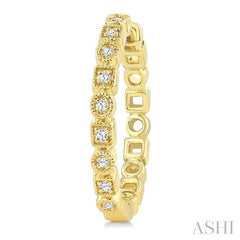 1/8 Ctw Geometric Carving Round Cut Diamond Fashion Hoop Earring in 10K Yellow Gold