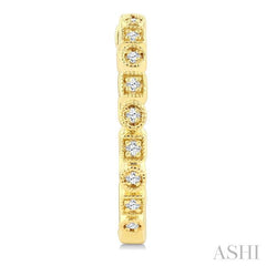 1/8 Ctw Geometric Carving Round Cut Diamond Fashion Hoop Earring in 10K Yellow Gold