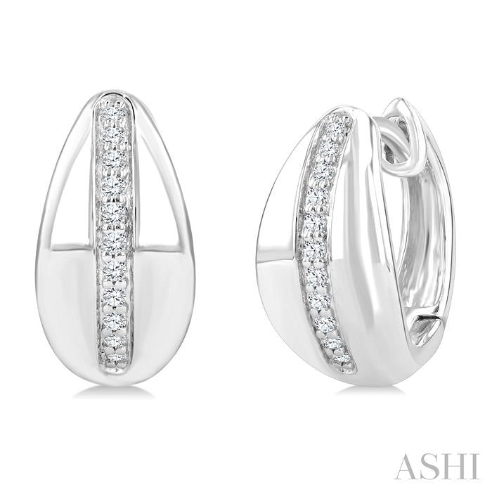 1/6 Ctw Round Cut Diamond Bold Fashion Hoop Earrings in 10K White Gold