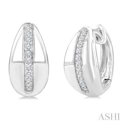1/6 Ctw Round Cut Diamond Bold Fashion Hoop Earrings in 10K White Gold