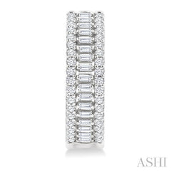 1 Ctw Baguette and Round Cut Diamond Fashion Huggies in 14K White Gold