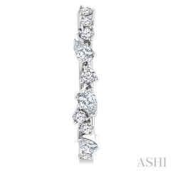 3/4 Ctw Round & Pear Diamond Cut Scatter Fashion Hoop Earrings in 14K White Gold