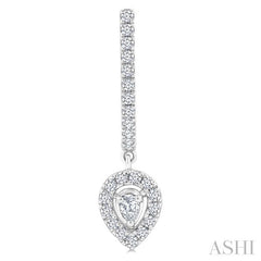 1/2 Ctw Pear and Round Cut Diamond Fashion Half Hoop Earrings in 14K White Gold