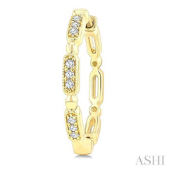 1/8 Ctw Ball Bead and Oblong Link Round Cut Diamond Fashion Hoop Earring in 10K Yellow Gold