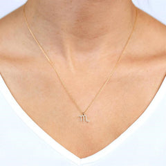 1/20 Ctw Pisces Round Cut Diamond Zodiac Pendant With Chain in 10K Yellow Gold