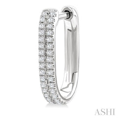 1/5 Ctw Twin Row Round Cut Diamond Fashion Hoop Earring in 10K White Gold
