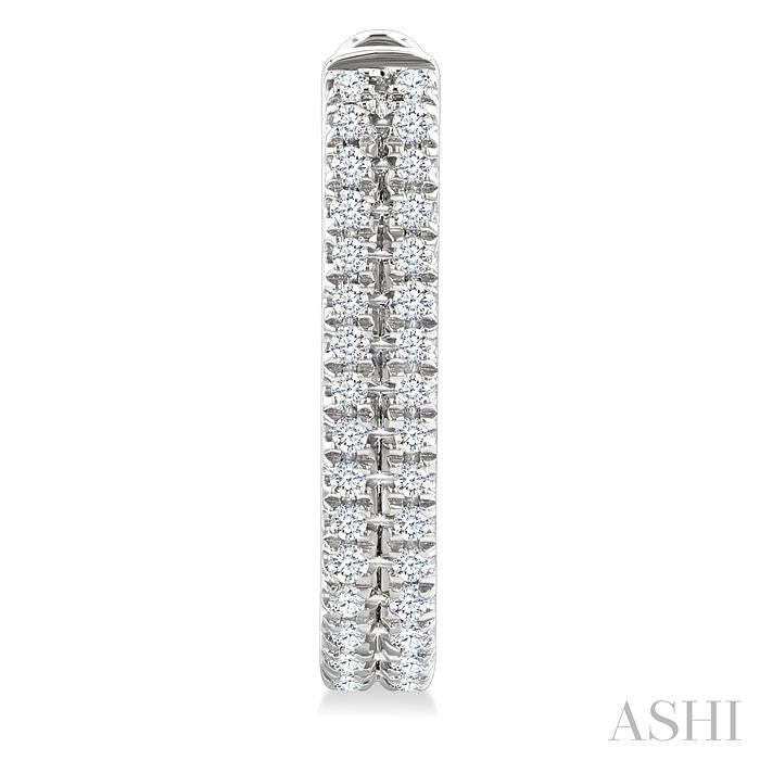 1/5 Ctw Twin Row Round Cut Diamond Fashion Hoop Earring in 10K White Gold