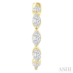 3/4 Ctw Marquise Cut Diamond Fashion Half Hoop Earring in 14K Yellow Gold