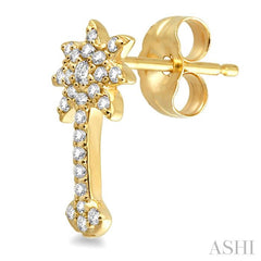 1/4 Ctw Round Cut Diamond Palm Tree Earrings in 10K Yellow Gold
