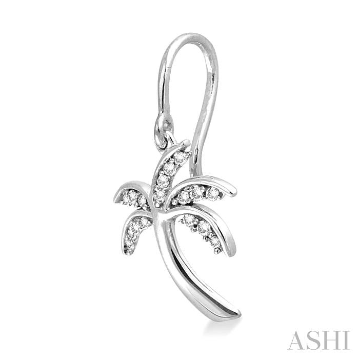 1/4 Ctw Palm Tree Round Cut Diamond Earrings in 14K White Gold
