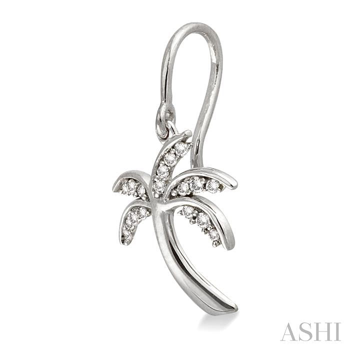 1/4 Ctw Palm Tree Round Cut Diamond Earrings in 10K White Gold