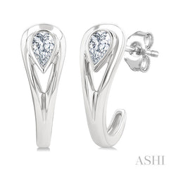 1/3 Ctw Pear Cut Diamond Half Hoop Fashion Earrings in 14K White Gold
