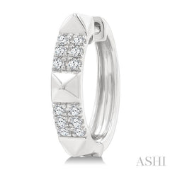 1/4 Ctw Round Cut Diamond Pyramid Huggie Earrings in 10K White Gold