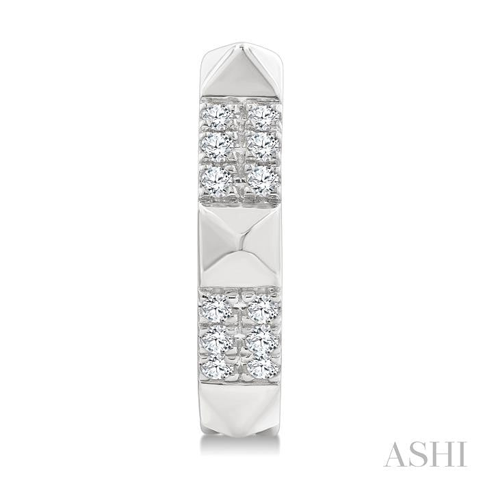1/4 Ctw Round Cut Diamond Pyramid Huggie Earrings in 10K White Gold