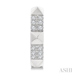 1/4 Ctw Round Cut Diamond Pyramid Huggie Earrings in 10K White Gold