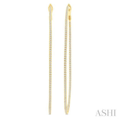 1 1/2 Ctw Inside & Outside Round Cut Diamond Hoop Earring in 14K Yellow Gold