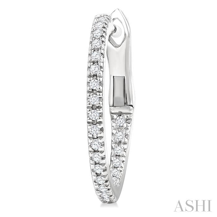 1/6 Ctw Inside & Outside Round Cut Diamond Hoop Earring in 10K White Gold