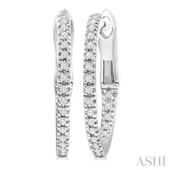 1/6 Ctw Inside & Outside Round Cut Diamond Hoop Earring in 10K White Gold