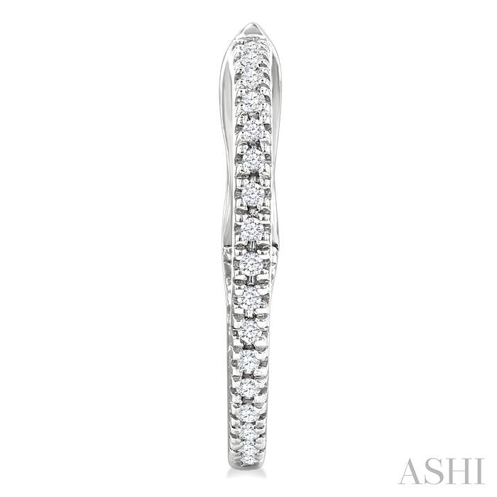1/6 Ctw Inside & Outside Round Cut Diamond Hoop Earring in 10K White Gold