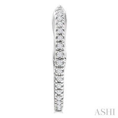 1/6 Ctw Inside & Outside Round Cut Diamond Hoop Earring in 10K White Gold