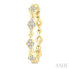 1/6 Ctw Kite Shape Motif and Ball Bead Link Round Cut Diamond Fashion Hoop Earring in 10K Yellow Gold