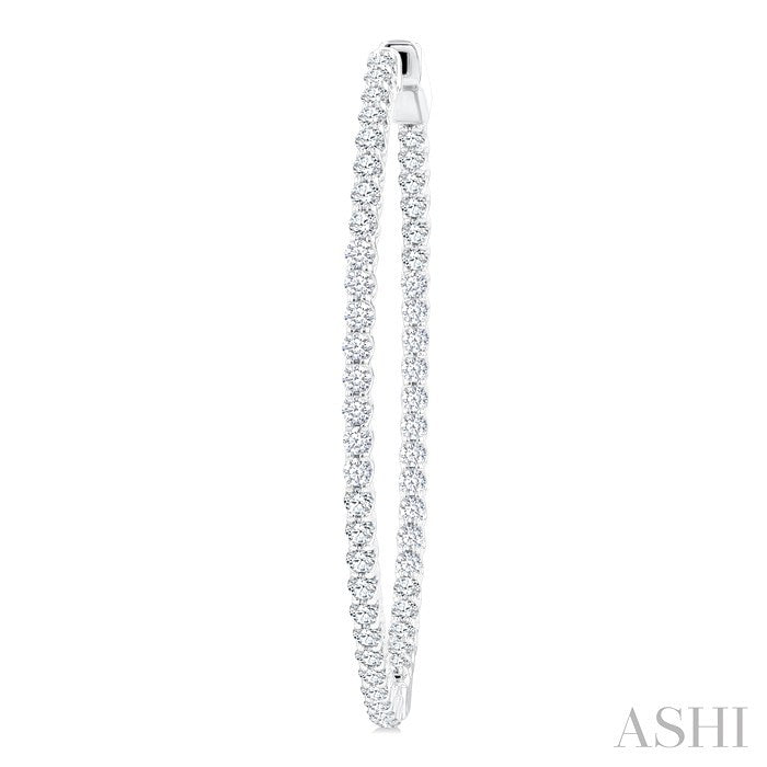 2 Ctw Inside & Outside Round Cut Diamond Hoop Earrings in 14K White Gold