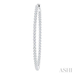 2 Ctw Inside & Outside Round Cut Diamond Hoop Earrings in 14K White Gold