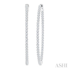 2 Ctw Inside & Outside Round Cut Diamond Hoop Earrings in 14K White Gold