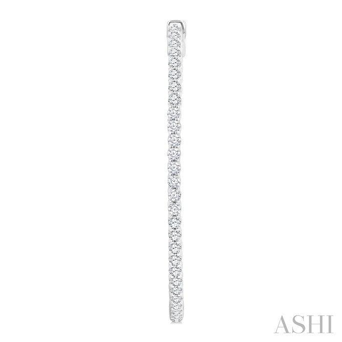 2 Ctw Inside & Outside Round Cut Diamond Hoop Earrings in 14K White Gold