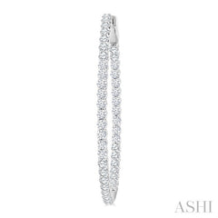 3 Ctw Inside & Outside Round Cut Diamond Hoop Earrings in 14K White Gold