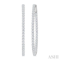 3 Ctw Inside & Outside Round Cut Diamond Hoop Earrings in 14K White Gold