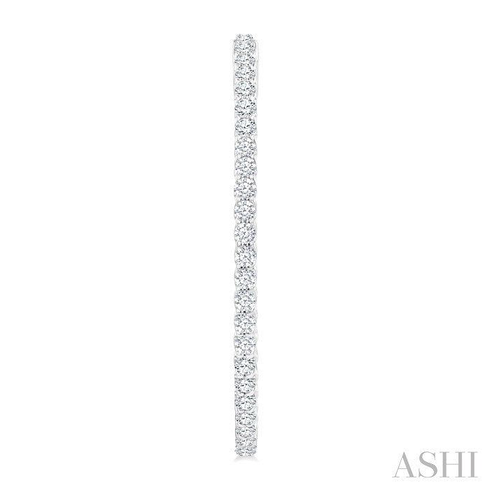3 Ctw Inside & Outside Round Cut Diamond Hoop Earrings in 14K White Gold