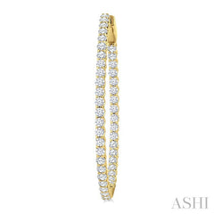 3 Ctw Inside & Outside Round Cut Diamond Hoop Earrings in 14K Yellow Gold