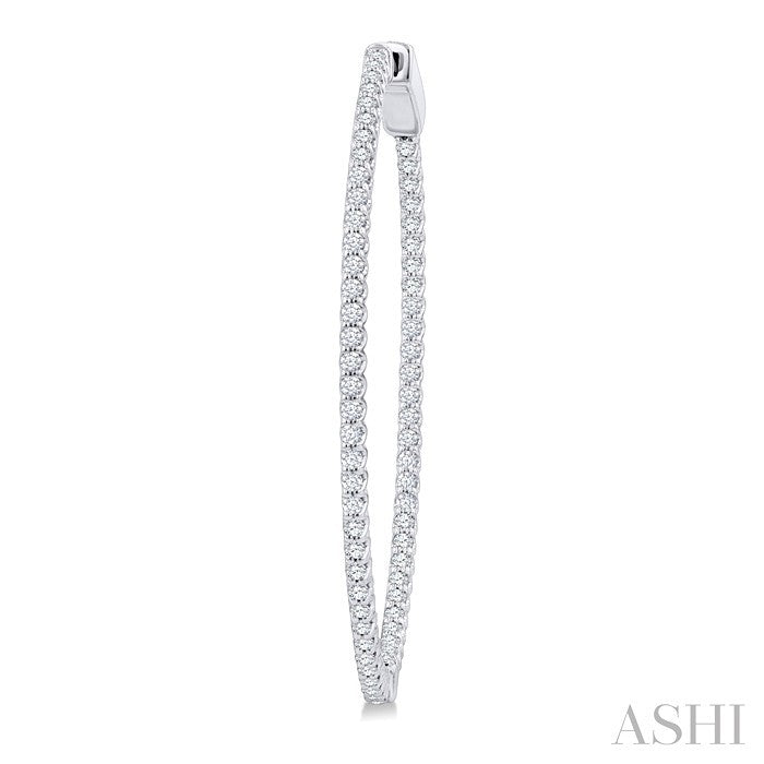 1 Ctw Inside & Outside Round Cut Diamond Hoop Earrings in 14K White Gold