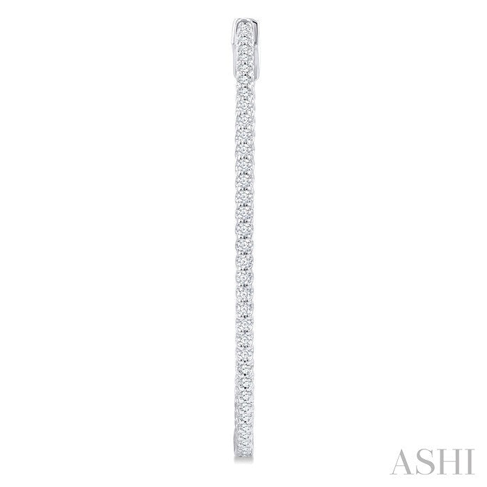 1 Ctw Inside & Outside Round Cut Diamond Hoop Earrings in 14K White Gold